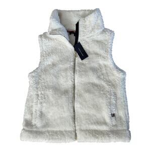 NWT Tommy Hilfiger teddy bear Full zippered High neck vest off-white size small